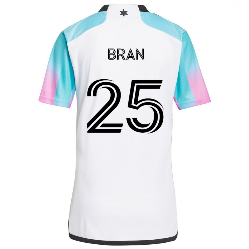 Enfant Football Maillot Alejandro Bran #25 Blanc Bleu Noir Tenues Extérieur 2024/25