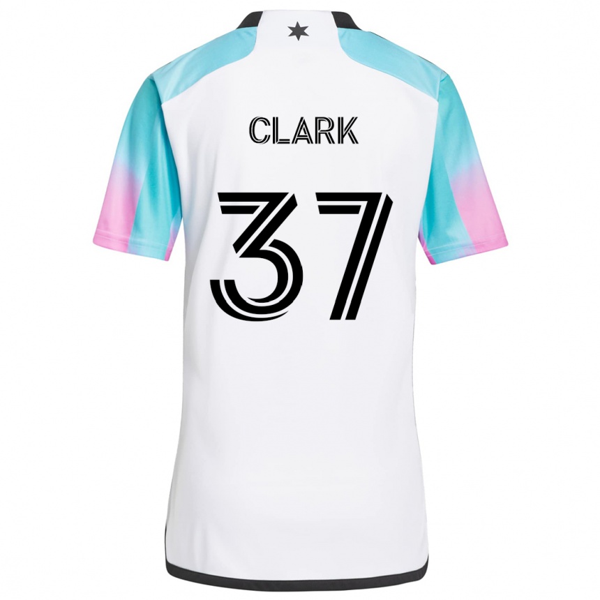 Enfant Football Maillot Caden Clark #37 Blanc Bleu Noir Tenues Extérieur 2024/25