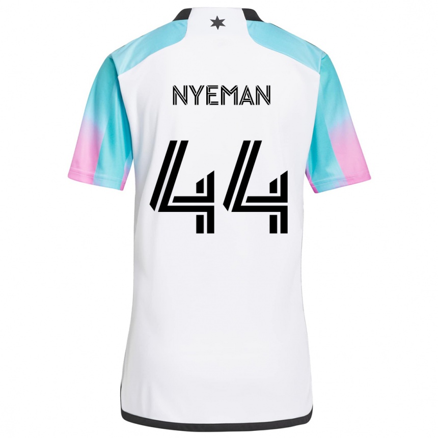 Enfant Football Maillot Moses Nyeman #44 Blanc Bleu Noir Tenues Extérieur 2024/25