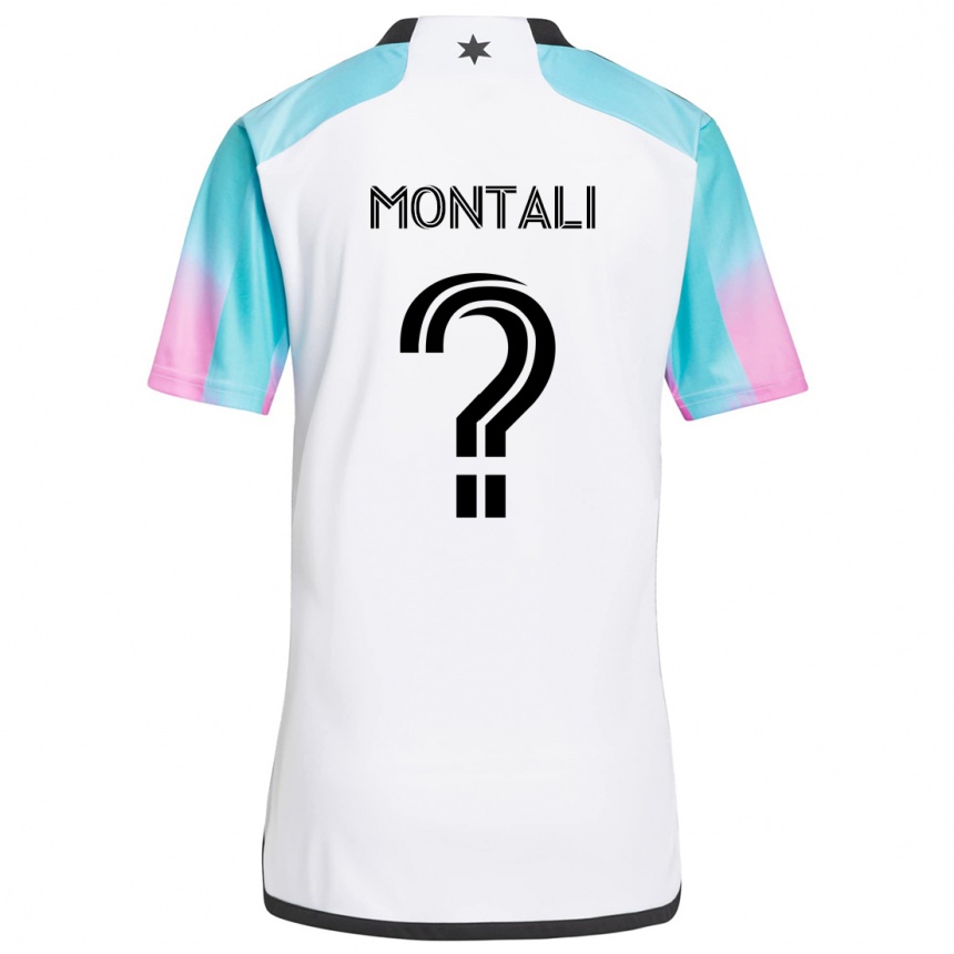 Enfant Football Maillot Francesco Montali #0 Blanc Bleu Noir Tenues Extérieur 2024/25