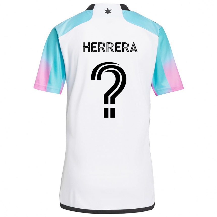 Enfant Football Maillot Oscar Herrera #0 Blanc Bleu Noir Tenues Extérieur 2024/25