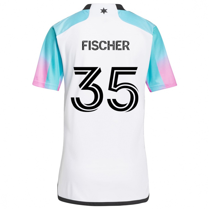 Enfant Football Maillot Britton Fischer #35 Blanc Bleu Noir Tenues Extérieur 2024/25