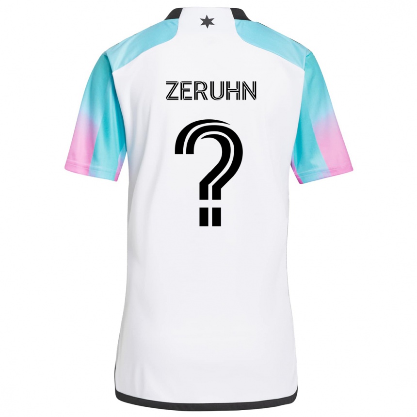 Enfant Football Maillot Kai Zeruhn #0 Blanc Bleu Noir Tenues Extérieur 2024/25