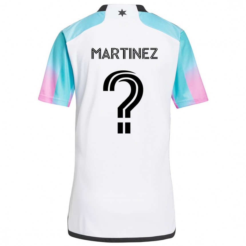 Enfant Football Maillot Aidan Martinez #0 Blanc Bleu Noir Tenues Extérieur 2024/25