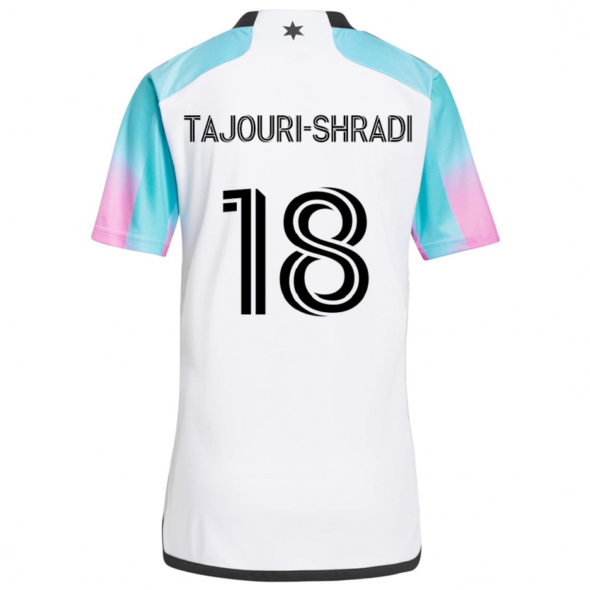 Enfant Football Maillot Ismael Tajouri-Shradi #18 Blanc Bleu Noir Tenues Extérieur 2024/25