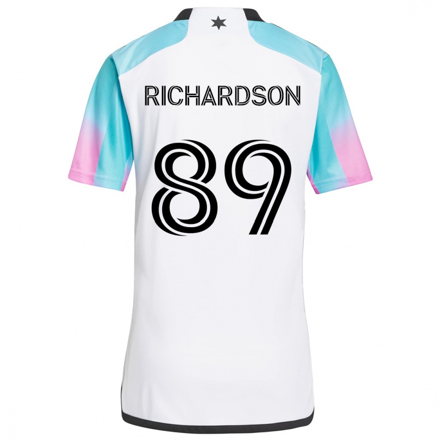 Enfant Football Maillot Nick Richardson #89 Blanc Bleu Noir Tenues Extérieur 2024/25