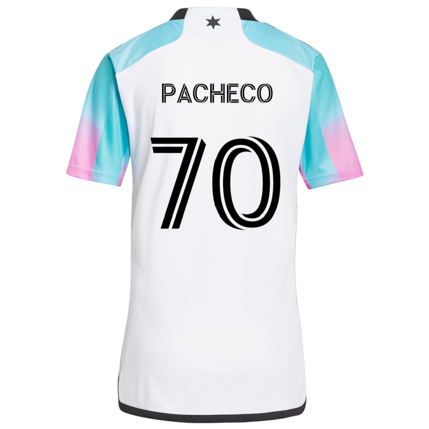 Enfant Football Maillot Diogo Pacheco #70 Blanc Bleu Noir Tenues Extérieur 2024/25