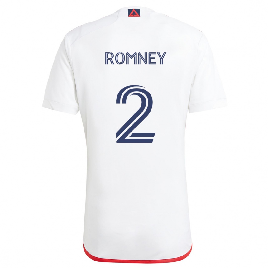 Enfant Football Maillot Dave Romney #2 Blanc Rouge Tenues Extérieur 2024/25