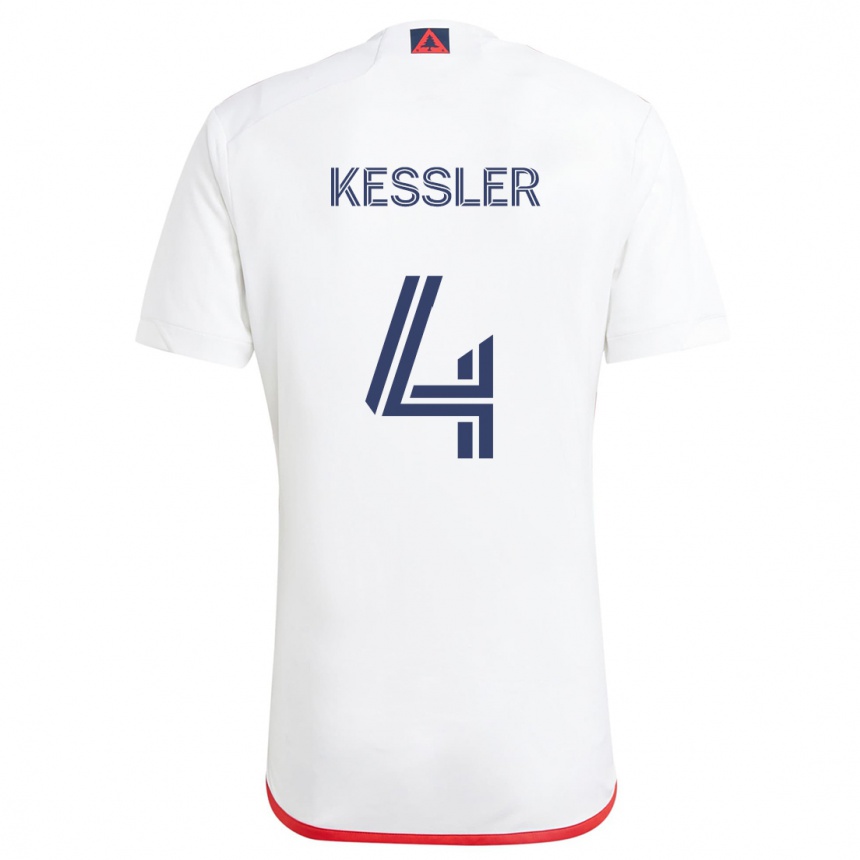 Enfant Football Maillot Henry Kessler #4 Blanc Rouge Tenues Extérieur 2024/25