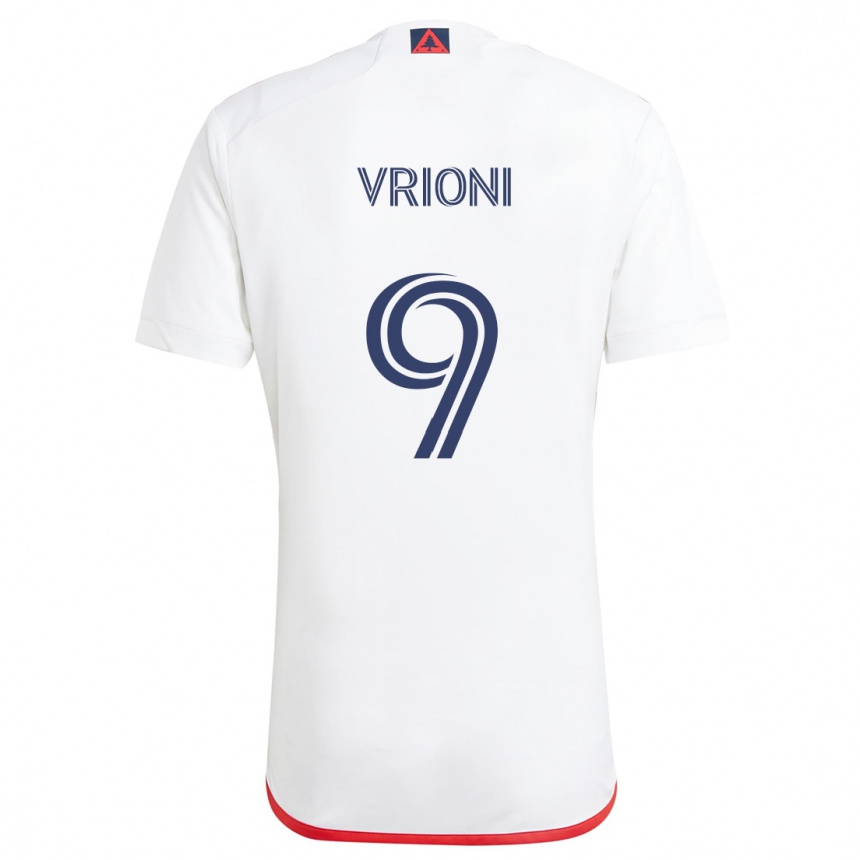 Enfant Football Maillot Giacomo Vrioni #9 Blanc Rouge Tenues Extérieur 2024/25