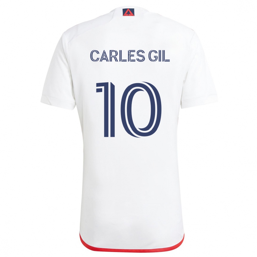 Enfant Football Maillot Carles Gil #10 Blanc Rouge Tenues Extérieur 2024/25