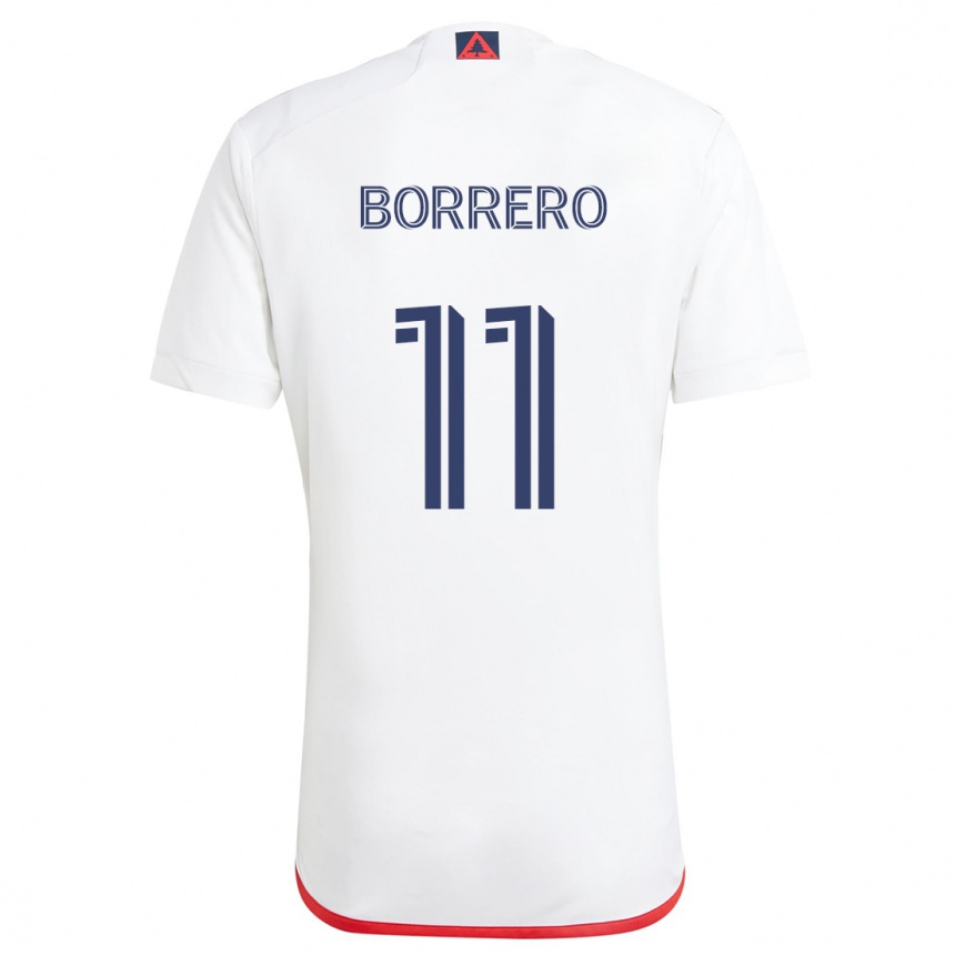 Enfant Football Maillot Dylan Borrero #11 Blanc Rouge Tenues Extérieur 2024/25