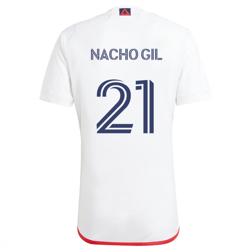 Enfant Football Maillot Nacho Gil #21 Blanc Rouge Tenues Extérieur 2024/25