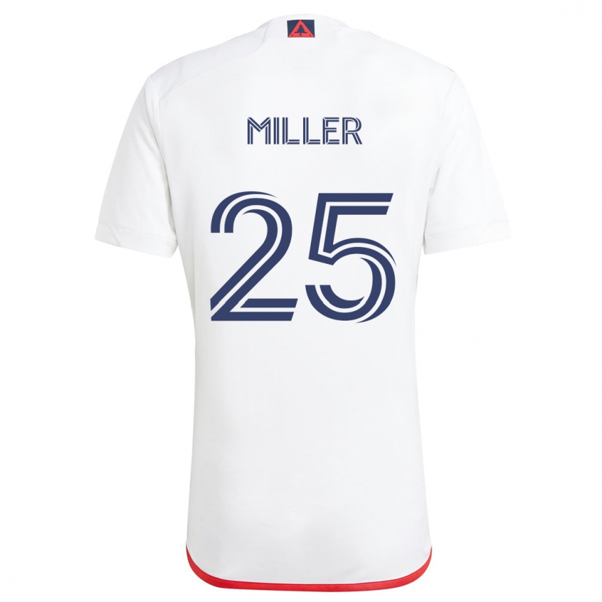 Enfant Football Maillot Peyton Miller #25 Blanc Rouge Tenues Extérieur 2024/25