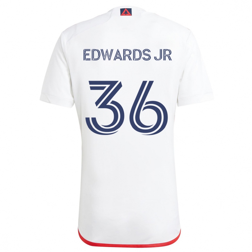 Enfant Football Maillot Earl Edwards Jr. #36 Blanc Rouge Tenues Extérieur 2024/25