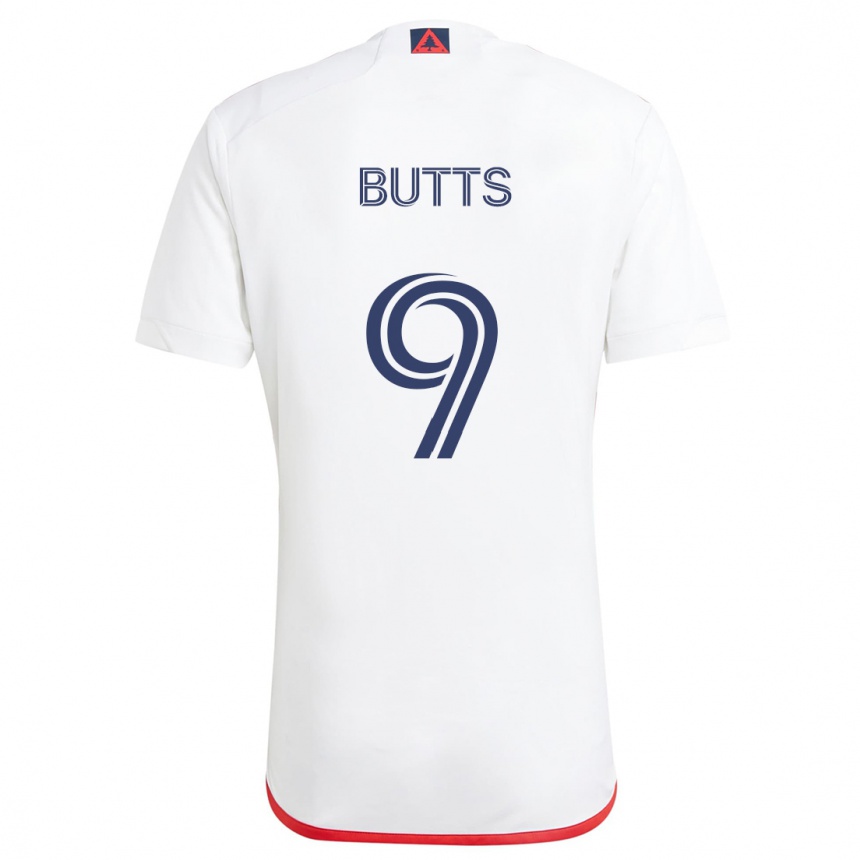 Enfant Football Maillot Liam Butts #9 Blanc Rouge Tenues Extérieur 2024/25