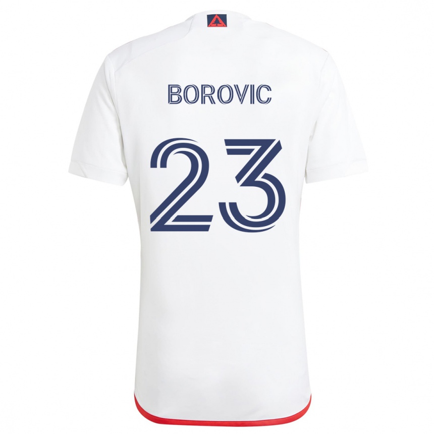 Enfant Football Maillot Luka Borovic #23 Blanc Rouge Tenues Extérieur 2024/25