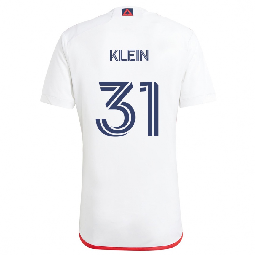 Enfant Football Maillot Eric Klein #31 Blanc Rouge Tenues Extérieur 2024/25