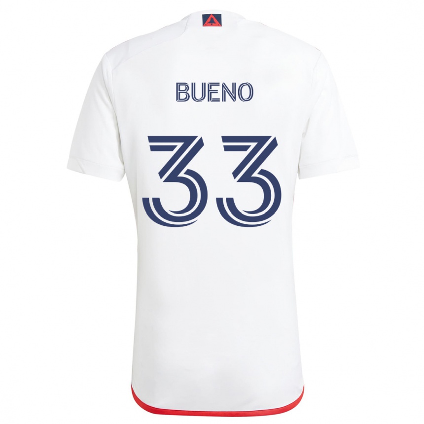 Enfant Football Maillot Brandonn Bueno #33 Blanc Rouge Tenues Extérieur 2024/25