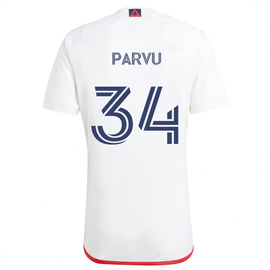 Enfant Football Maillot Alexandru Parvu #34 Blanc Rouge Tenues Extérieur 2024/25