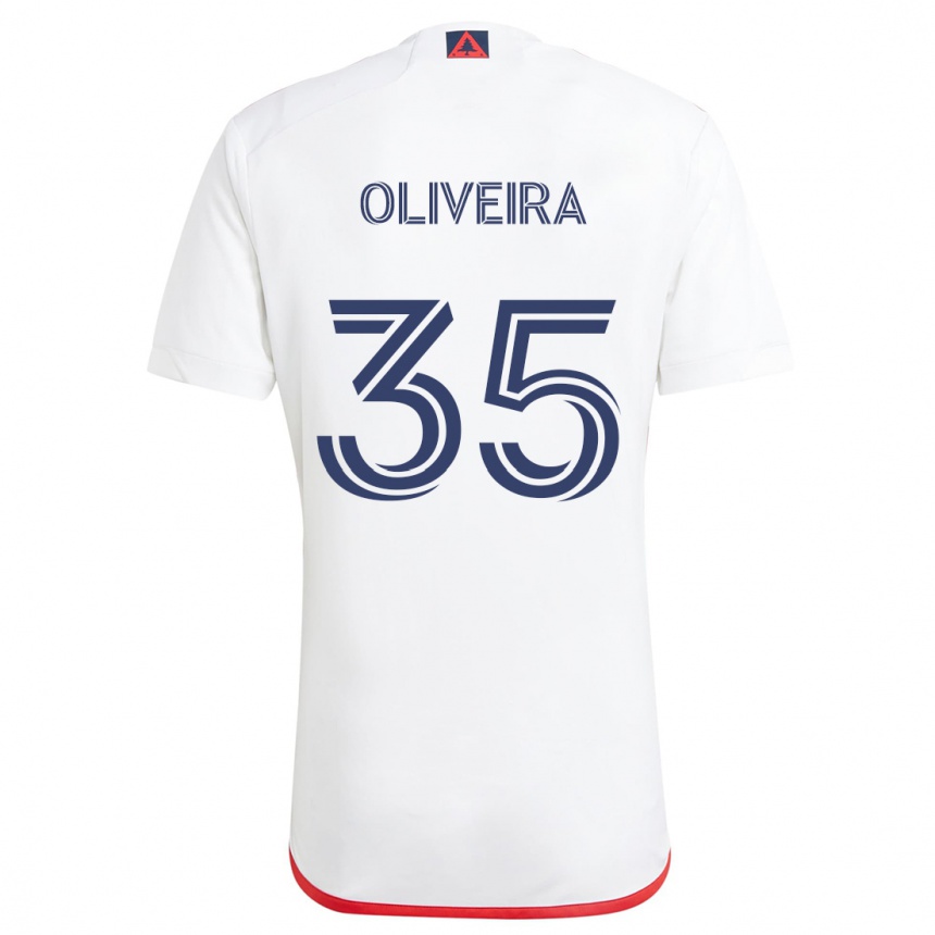 Enfant Football Maillot Cristiano Oliveira #35 Blanc Rouge Tenues Extérieur 2024/25