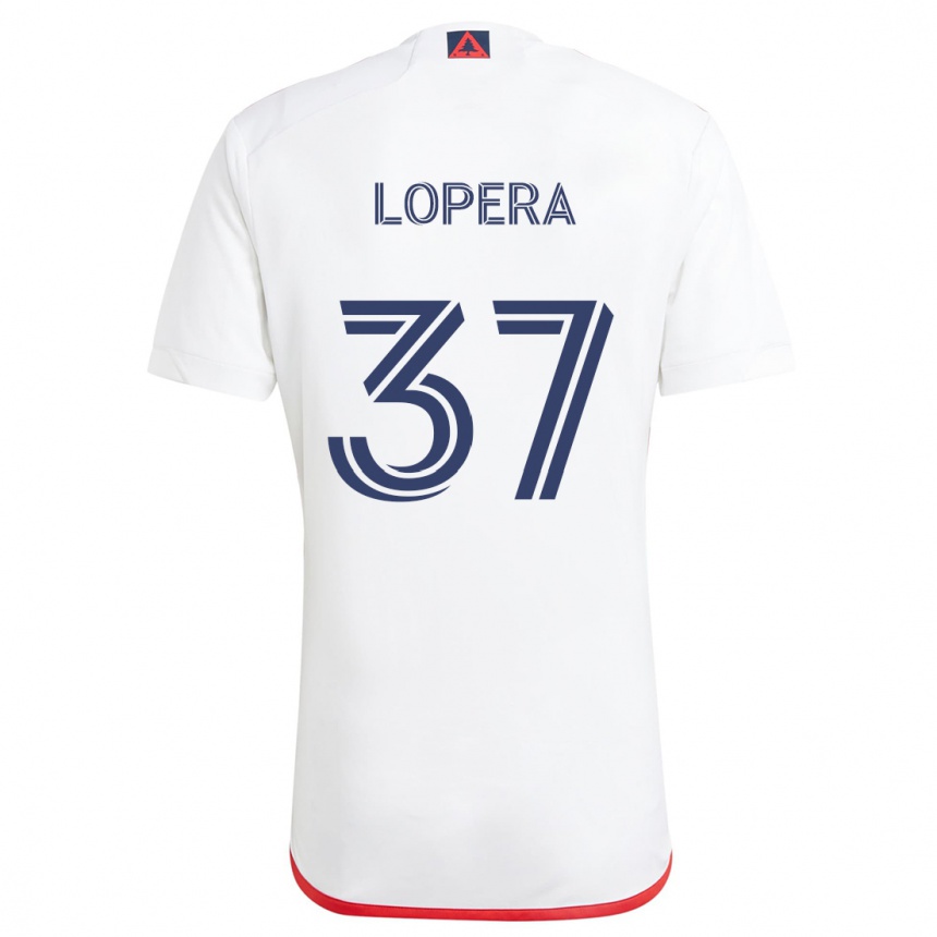 Enfant Football Maillot Steban Lopera #37 Blanc Rouge Tenues Extérieur 2024/25