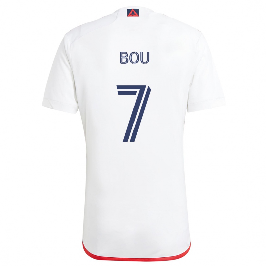 Enfant Football Maillot Gustavo Bou #7 Blanc Rouge Tenues Extérieur 2024/25