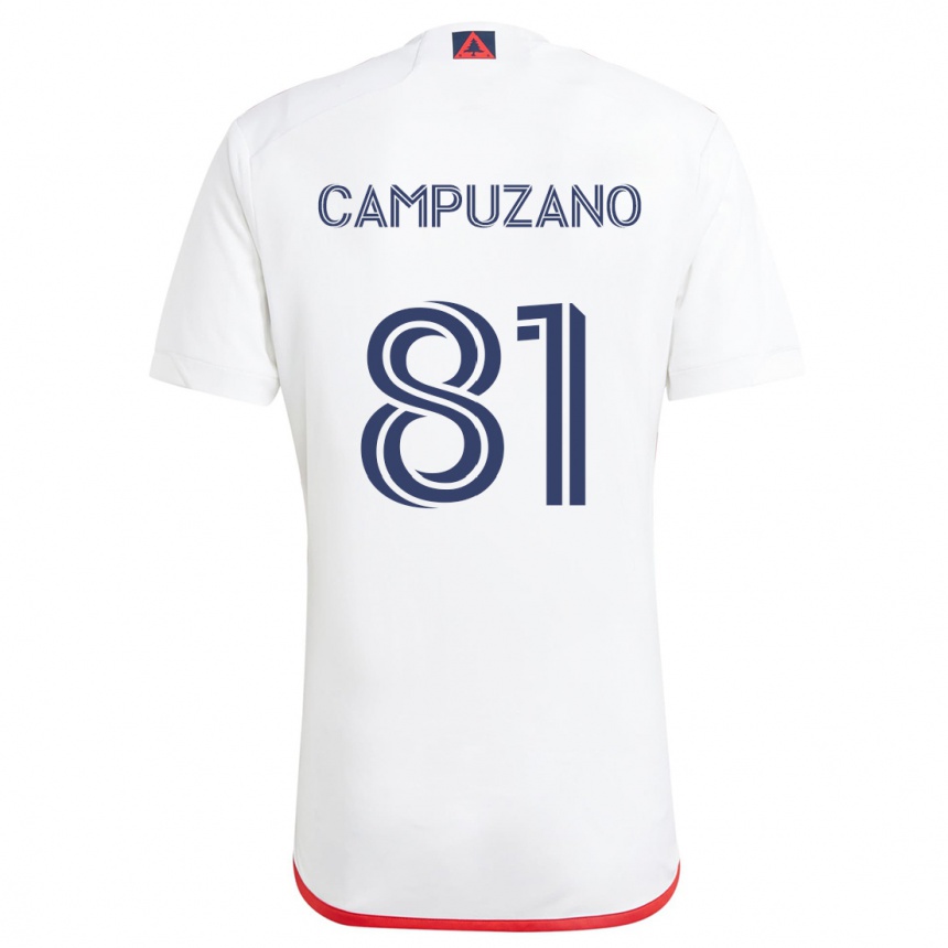 Enfant Football Maillot Nico Campuzano #81 Blanc Rouge Tenues Extérieur 2024/25