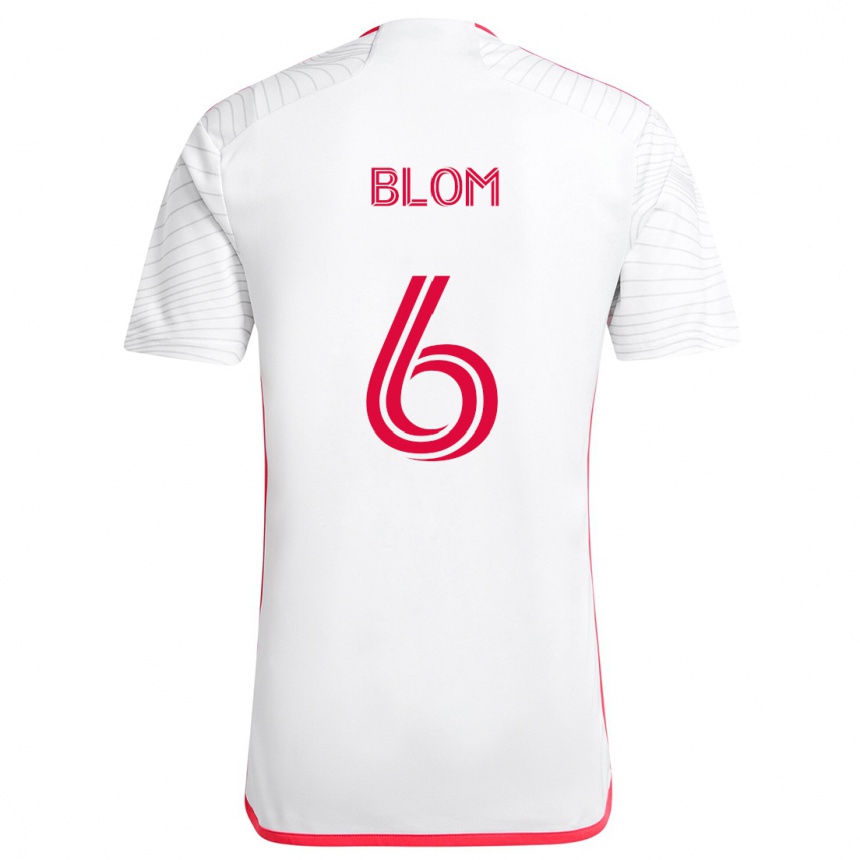 Enfant Football Maillot Njabulo Blom #6 Blanc Rouge Tenues Extérieur 2024/25