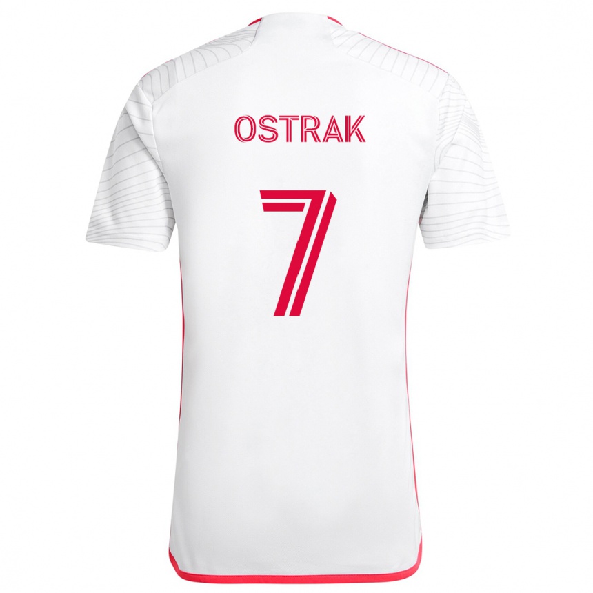 Enfant Football Maillot Tomás Ostrák #7 Blanc Rouge Tenues Extérieur 2024/25