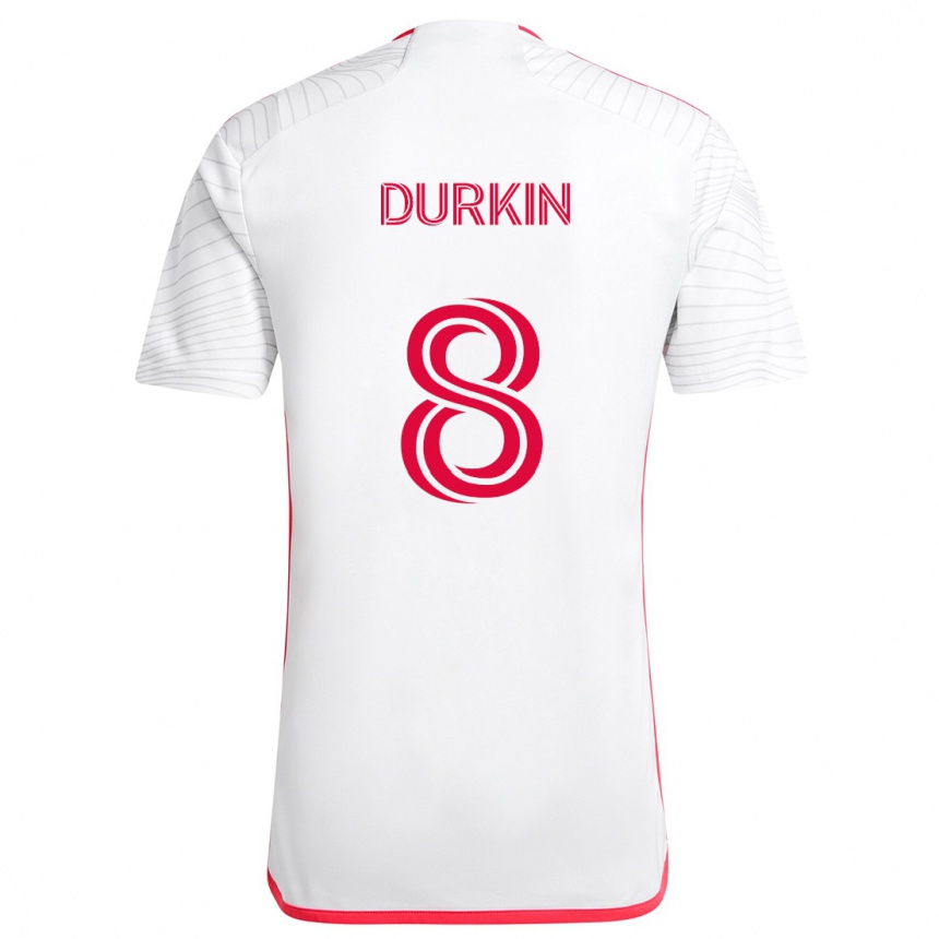 Enfant Football Maillot Chris Durkin #8 Blanc Rouge Tenues Extérieur 2024/25