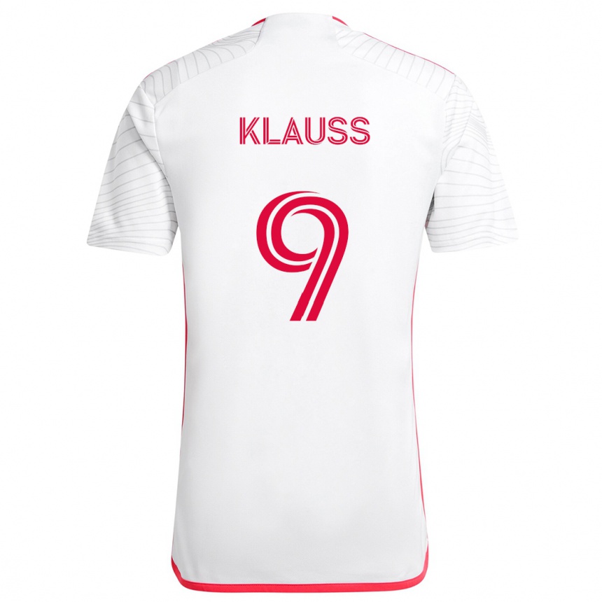 Enfant Football Maillot João Klauss #9 Blanc Rouge Tenues Extérieur 2024/25