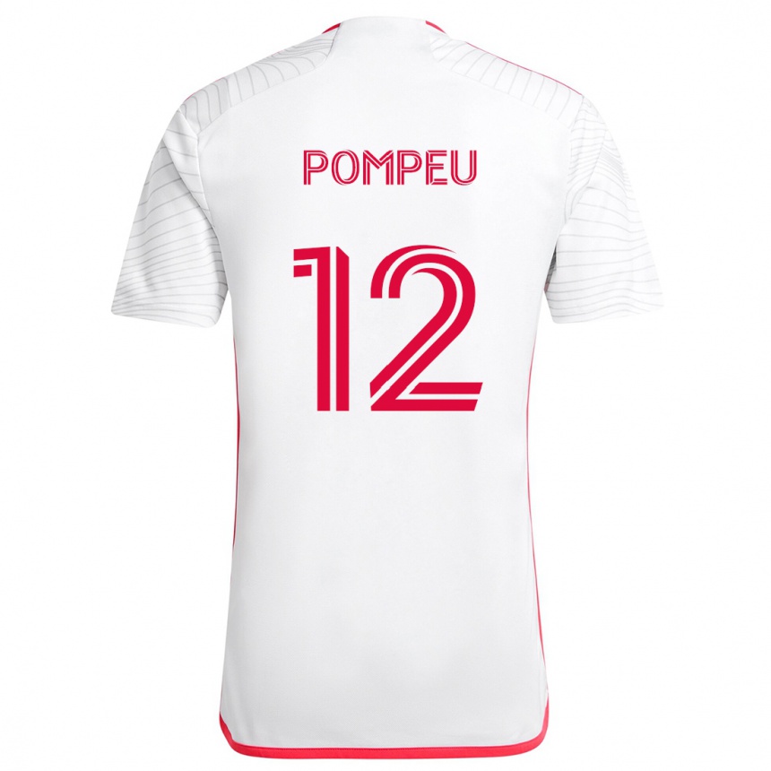 Enfant Football Maillot Célio Pompeu #12 Blanc Rouge Tenues Extérieur 2024/25