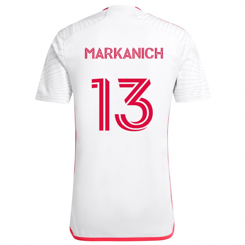 Enfant Football Maillot Anthony Markanich #13 Blanc Rouge Tenues Extérieur 2024/25