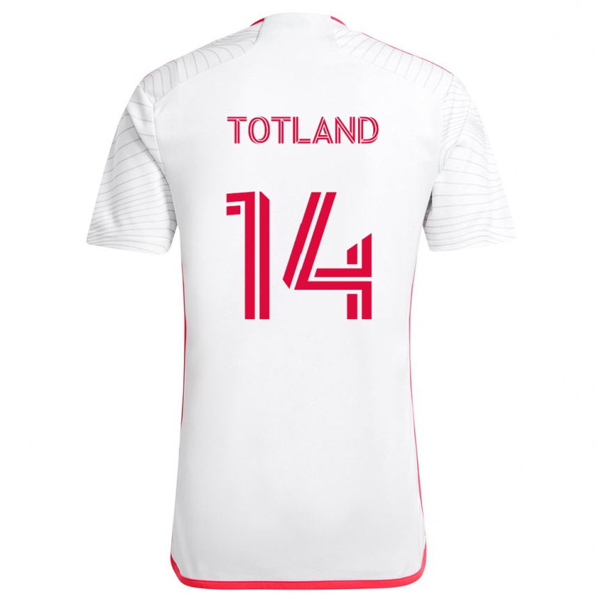 Enfant Football Maillot Tomas Totland #14 Blanc Rouge Tenues Extérieur 2024/25