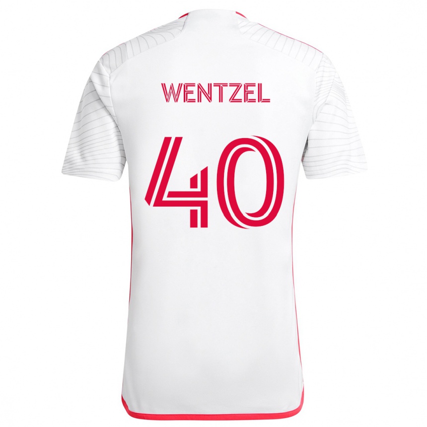 Enfant Football Maillot Michael Wentzel #40 Blanc Rouge Tenues Extérieur 2024/25