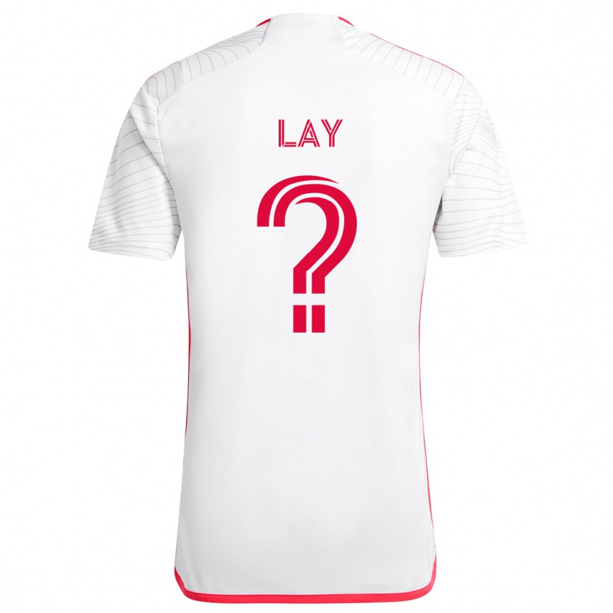 Enfant Football Maillot Mikey Lay #0 Blanc Rouge Tenues Extérieur 2024/25