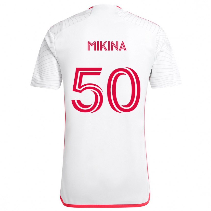 Enfant Football Maillot Gabriel Mikina #50 Blanc Rouge Tenues Extérieur 2024/25