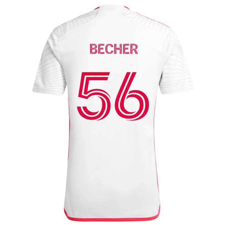 Enfant Football Maillot Ryan Becher #56 Blanc Rouge Tenues Extérieur 2024/25