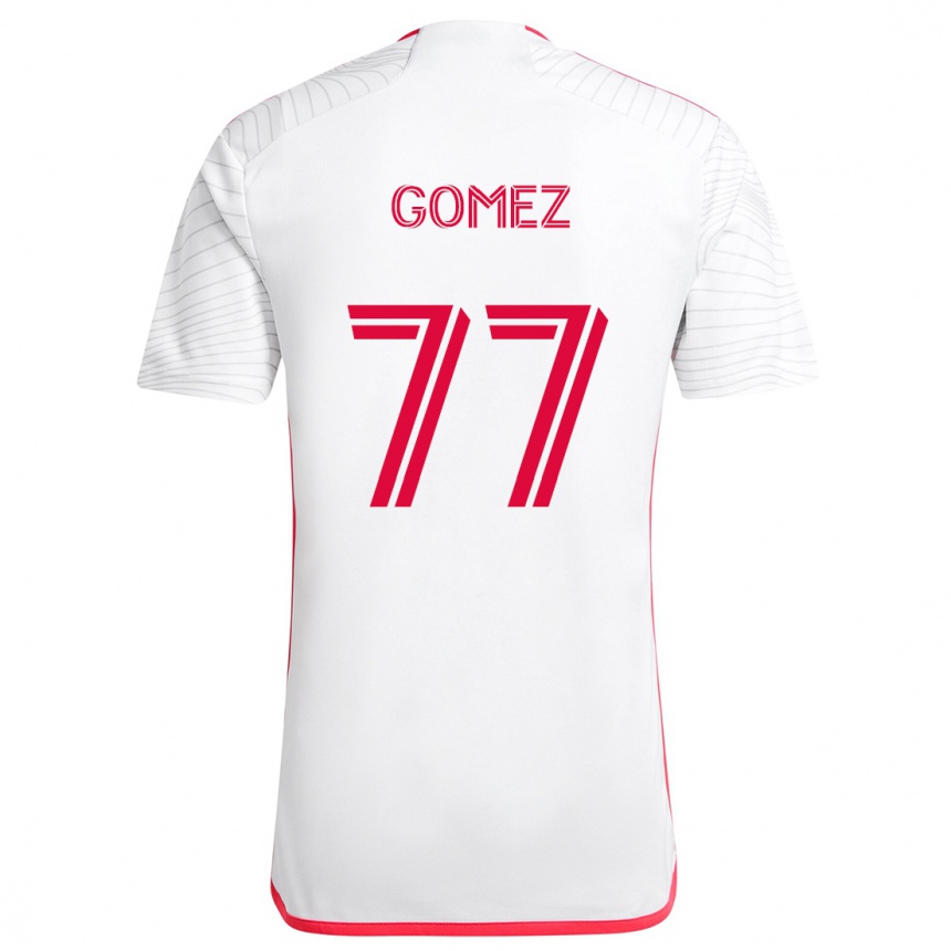 Enfant Football Maillot Sam Gomez #77 Blanc Rouge Tenues Extérieur 2024/25