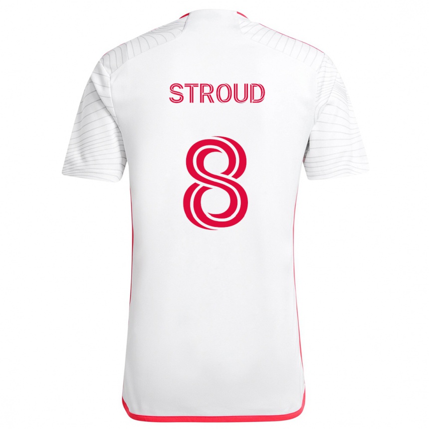 Enfant Football Maillot Jared Stroud #8 Blanc Rouge Tenues Extérieur 2024/25