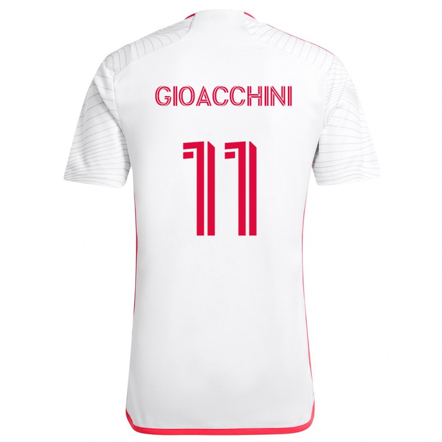 Enfant Football Maillot Nicholas Gioacchini #11 Blanc Rouge Tenues Extérieur 2024/25