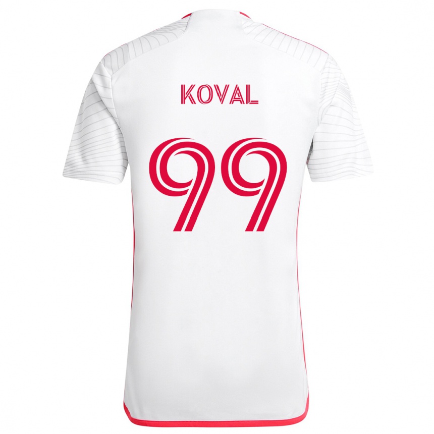 Enfant Football Maillot Stanislav Koval #99 Blanc Rouge Tenues Extérieur 2024/25