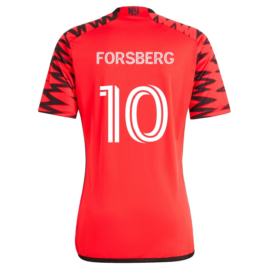 Enfant Football Maillot Emil Forsberg #10 Rouge Noir Blanc Tenues Extérieur 2024/25