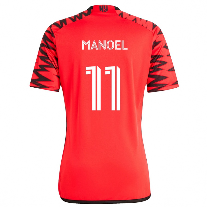 Enfant Football Maillot Elias Manoel #11 Rouge Noir Blanc Tenues Extérieur 2024/25