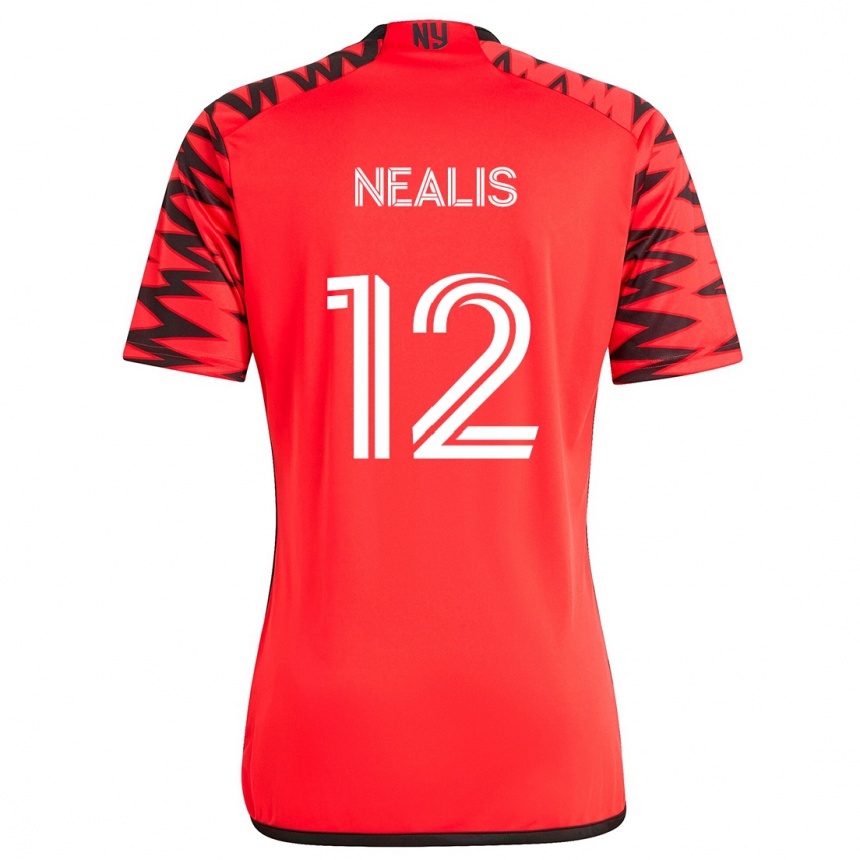 Enfant Football Maillot Dylan Nealis #12 Rouge Noir Blanc Tenues Extérieur 2024/25