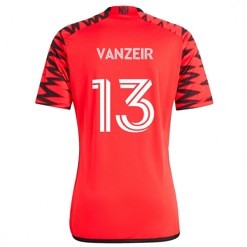 Enfant Football Maillot Dante Vanzeir #13 Rouge Noir Blanc Tenues Extérieur 2024/25