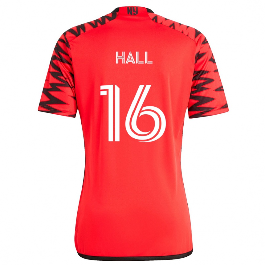 Enfant Football Maillot Julian Hall #16 Rouge Noir Blanc Tenues Extérieur 2024/25