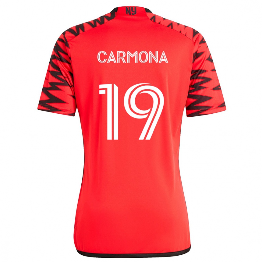 Enfant Football Maillot Wikelman Carmona #19 Rouge Noir Blanc Tenues Extérieur 2024/25