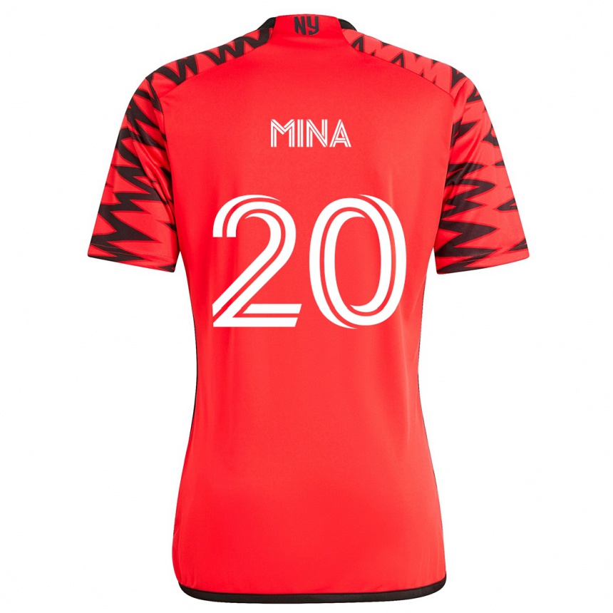 Enfant Football Maillot Juan Mina #20 Rouge Noir Blanc Tenues Extérieur 2024/25